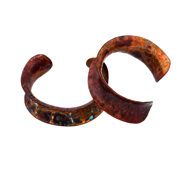 Hand hammered 1 inch copper jewelry cuff by Vincent Hawley