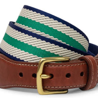 American Made Woven Belt – Mint, Ivory & Navy Dockside Belt | Collared Greens