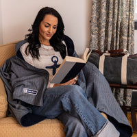 Herringbone Denim Blanket- Navy Fleece
