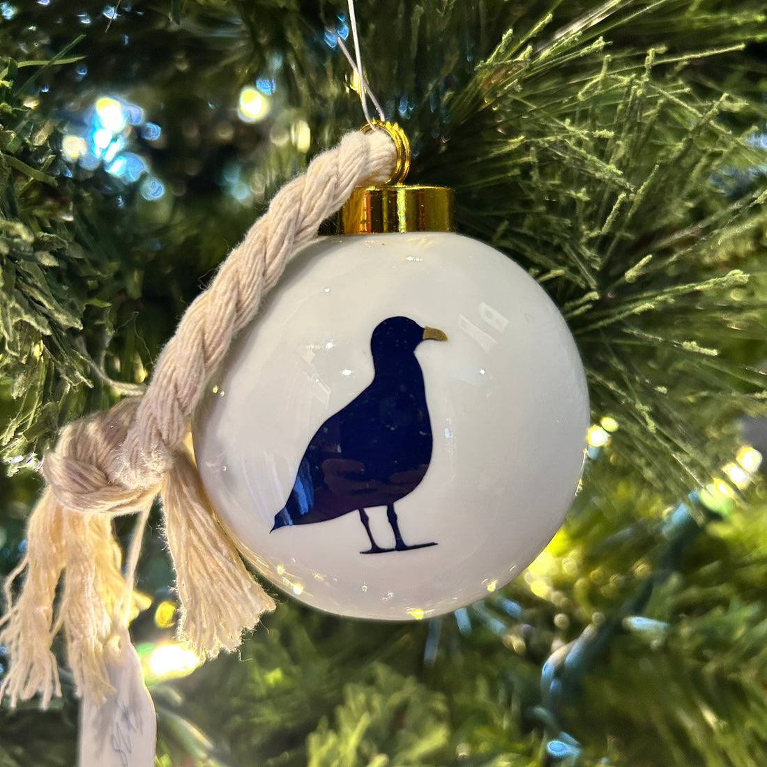 Custom Porcelain Navy Seagull Rockport Christmas Ornament