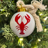Custom Porcelain Red Lobster Rockport Christmas Ornament