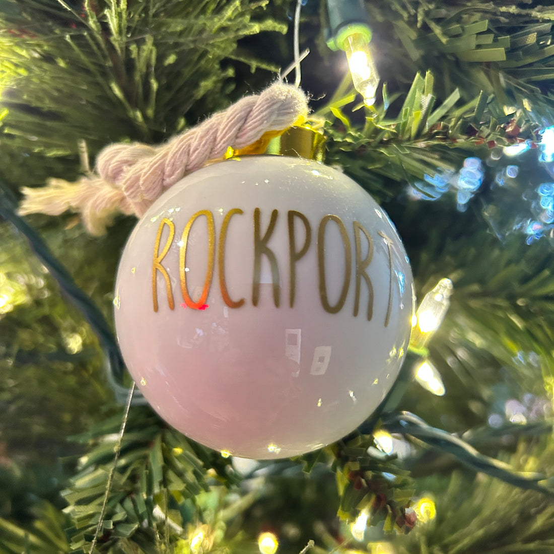 Custom Porcelain Navy Seagull Rockport Christmas Ornament
