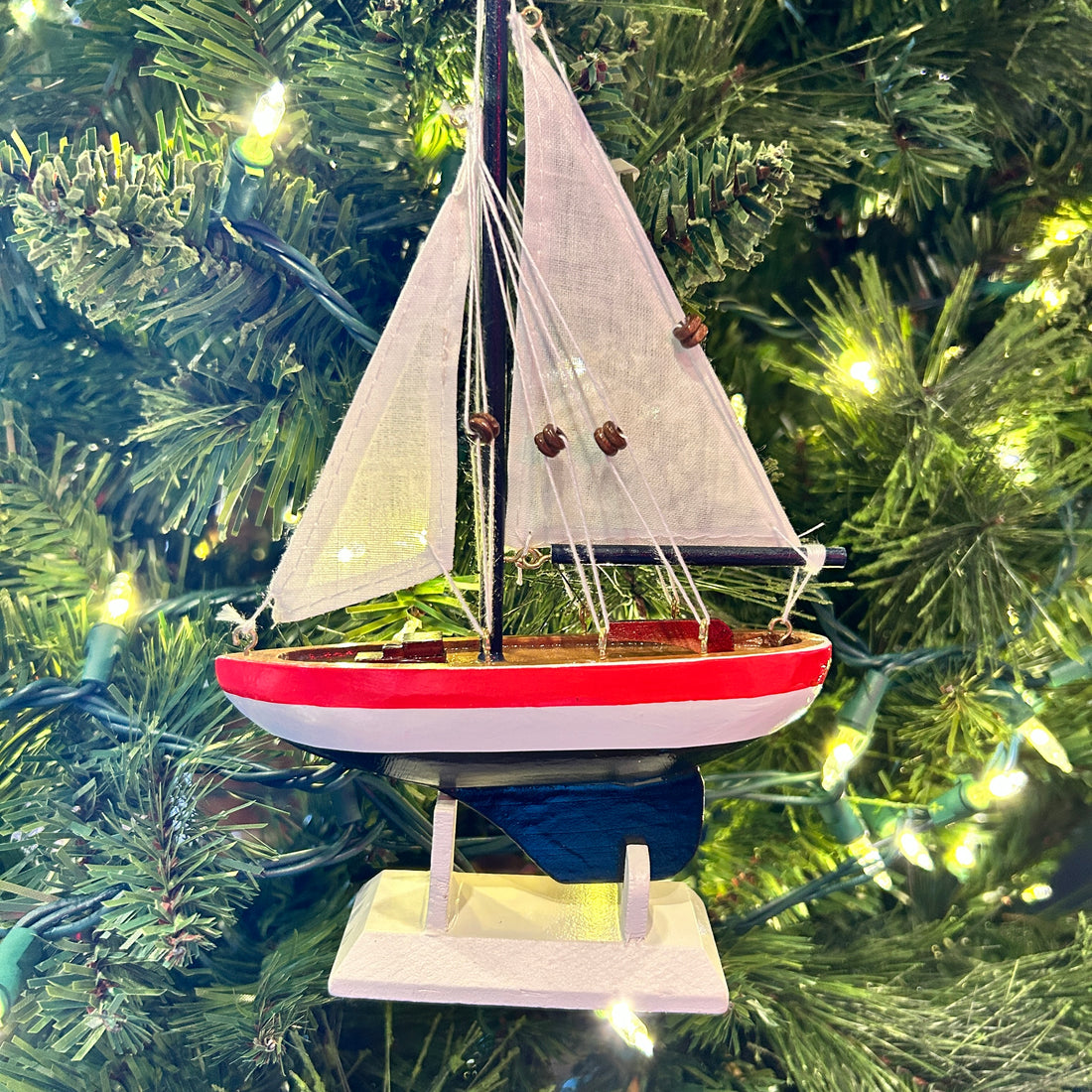 USA Sailboat Model Christmas Ornament