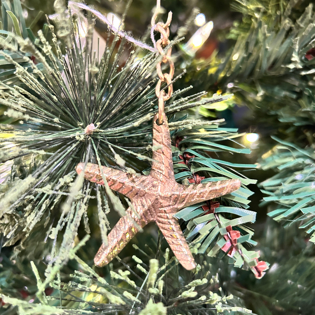 Solid Brass Starfish Christmas Ornament
