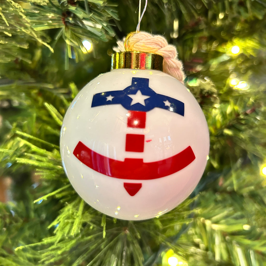 Custom Porcelain Denim Blanket Co. Christmas Ornament
