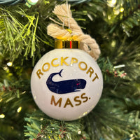 Custom Porcelain Whale Rockport Christmas Ornament