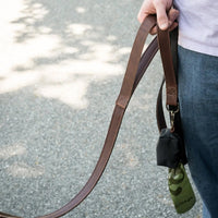 Leather Dog Leash &  Poop Bag Holder