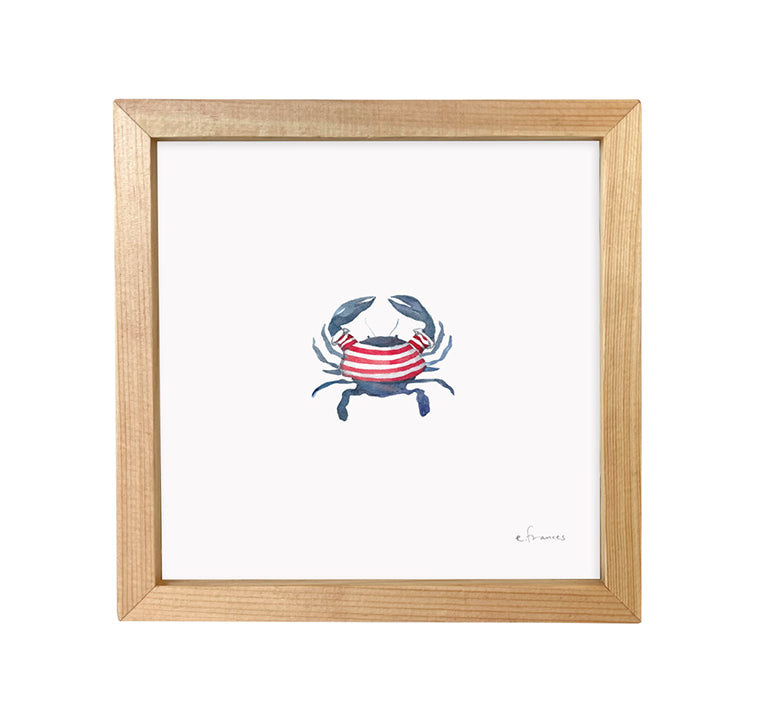 Stripey Crab Little Print | Framed Art Print Blue Crab Decor