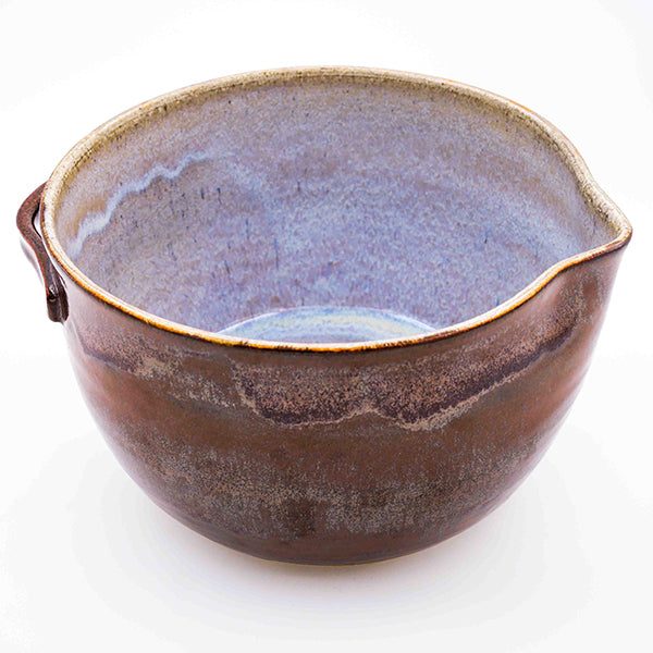 Inside photo of stoneware mixing bowl with brown exterior glaze handmade by Allison Morrissey