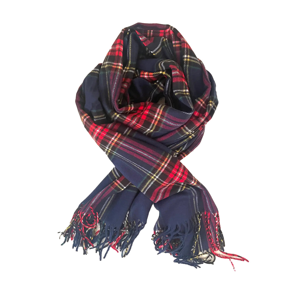 Island Plaid Luxe Oversized Scarf- Navy