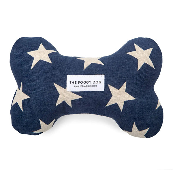 The Foggy Dog Navy Stars Dog Bone Squeaky Toy