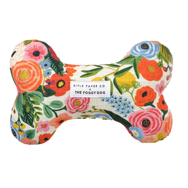 The Foggy Dog Rifle Paper Co. x TFD Garden Party Dog Bone Squeaky Toy