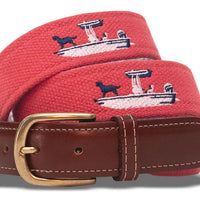 American Made Coral Embroidered Belt – Skiff Dogs Cotton Belt | Bird Dog Bay