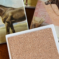 Vintage Horse Marble Coasters (4x4”) – Americana Stone Tile Set, Made in USA