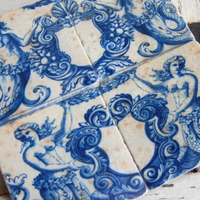 Mermaid Marble Coasters (4x4”) – Coastal Stone Tile Set, Made in USA