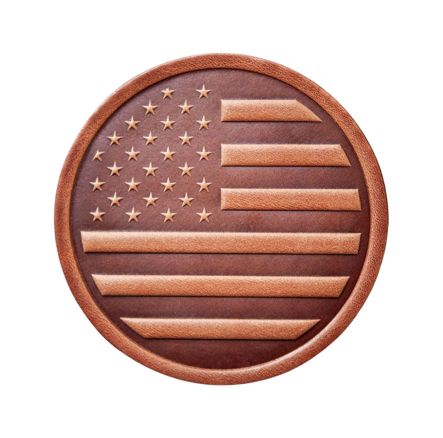American Flag Leather Coaster (Made in USA)