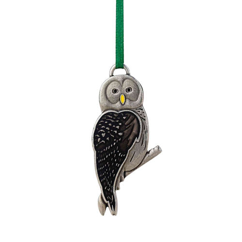 Barred Owl Pewter Christmas Ornament | Danforth Pewter