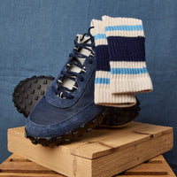 Retro Stripe Crew Socks | Navy & Columbia Blue