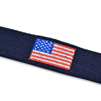 American Flag Embroidered Belt – Navy | American Made Patriotic Belt by Bird Dog Bay
