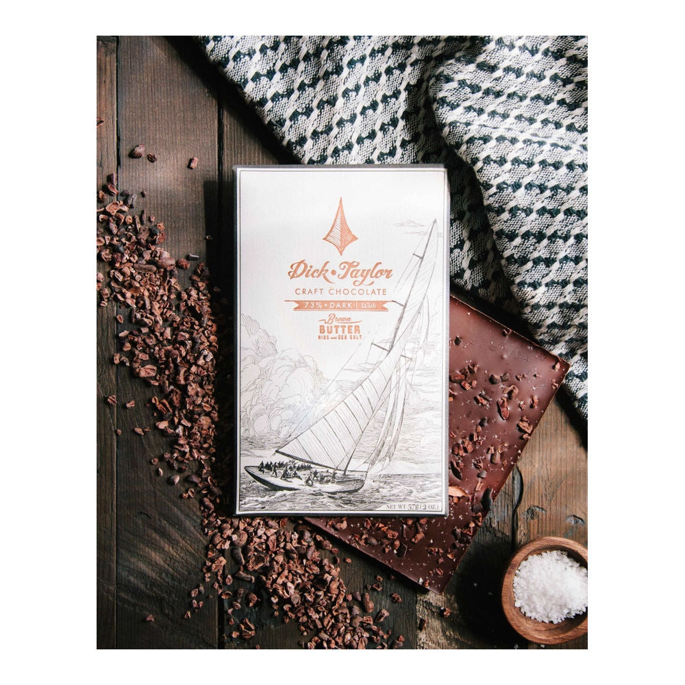 Brown Butter, Cacao Nibs & Sea Salt 73% Dark Chocolate – Bean to Bar Chocolate