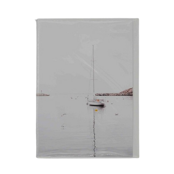 Cattie Coyle Photography Greeting Card with lone sailboat in Rockport harbor