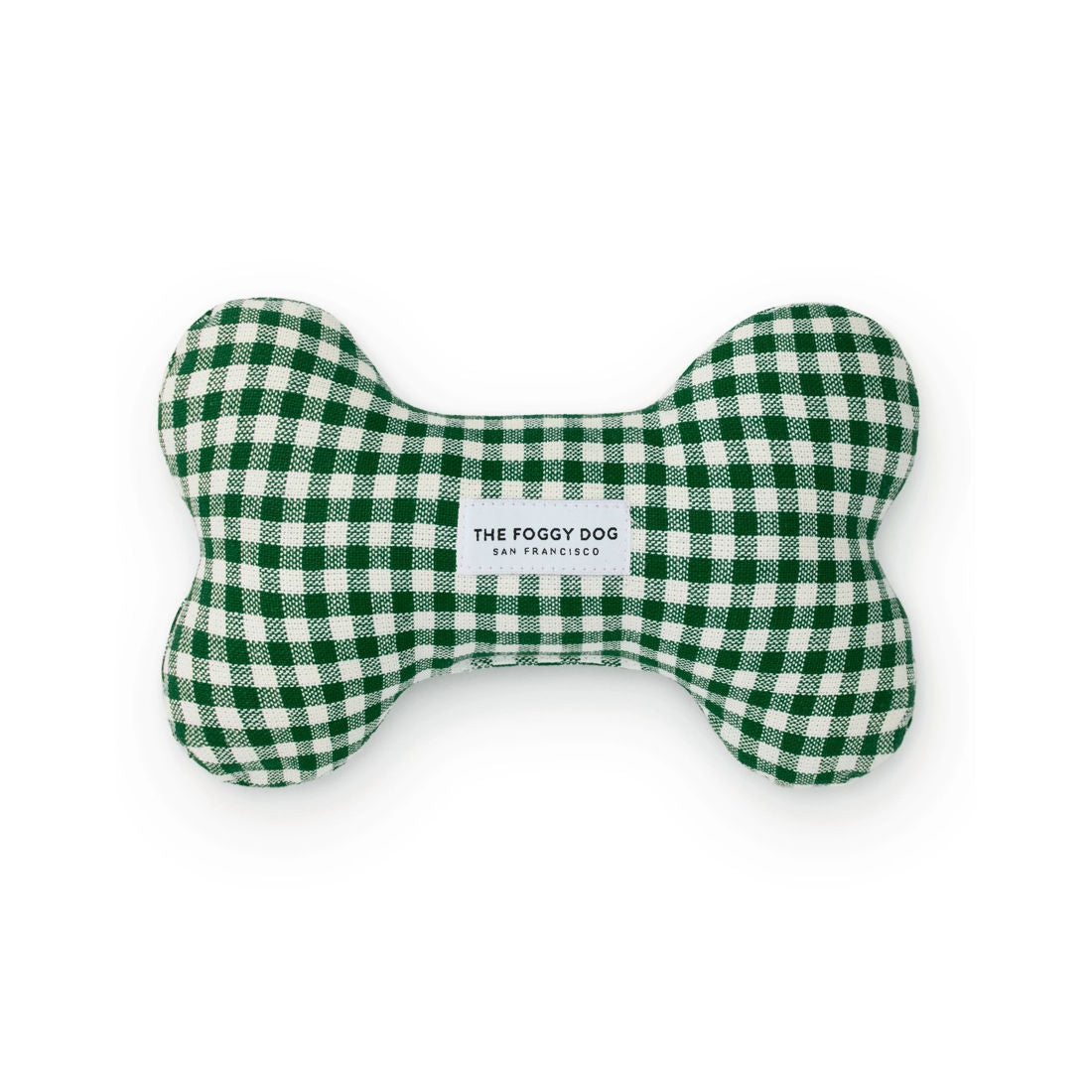 The Foggy Dog Evergreen Gingham Dog Bone Squeaky Toy