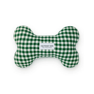 The Foggy Dog Evergreen Gingham Dog Bone Squeaky Toy