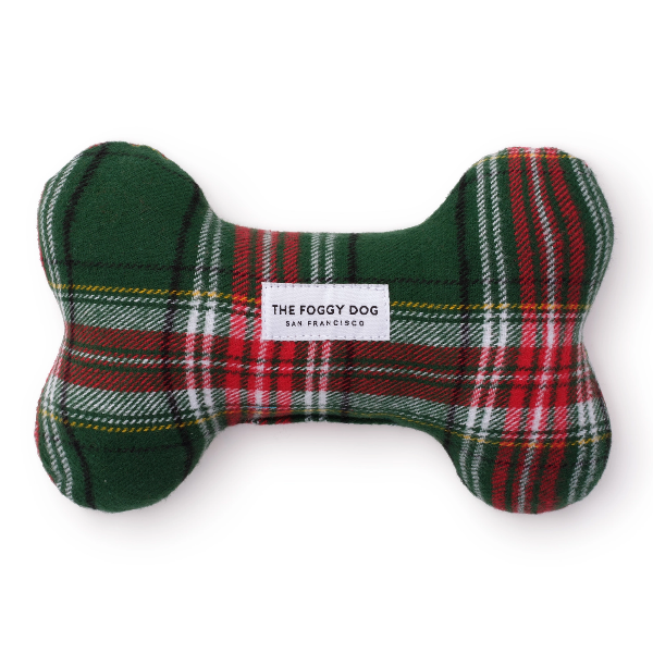 Holly Jolly Plaid Flannel Holiday Dog Squeaky Toy