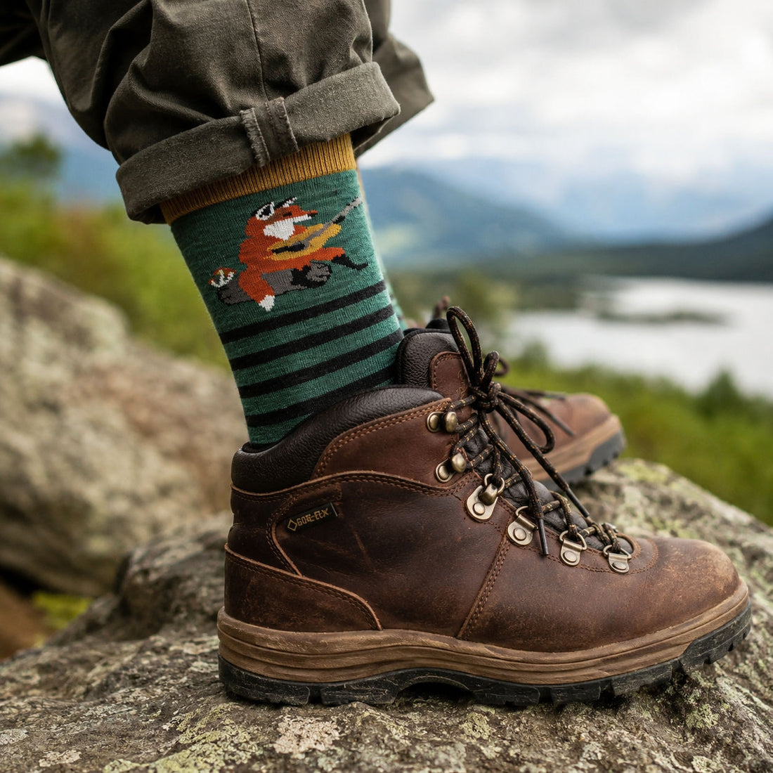 Darn Tough Fox Guitar Crew Socks | Merino Wool Lifestyle Socks