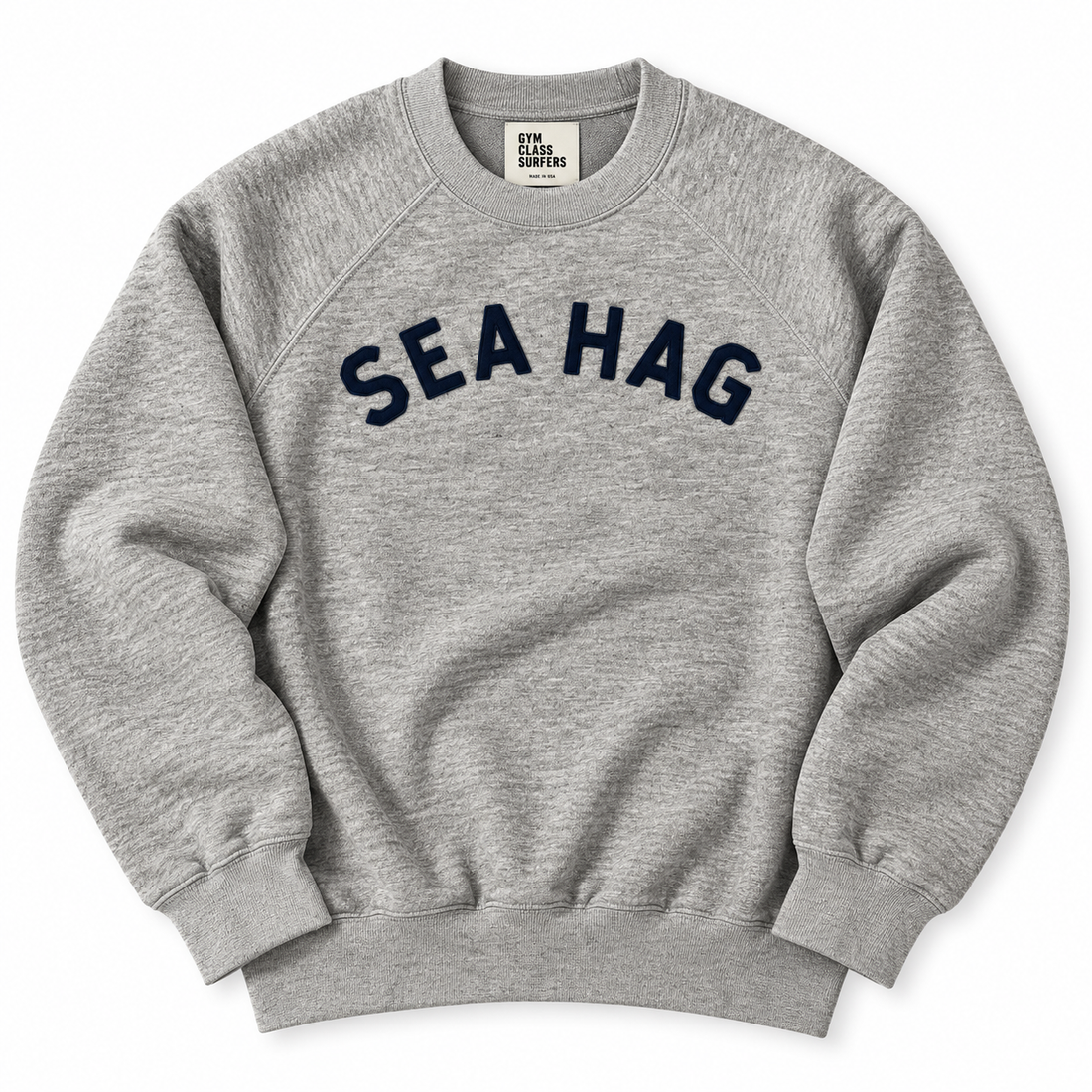Vintage Sea Hag Crewneck – Heather Gray & Navy | Gym Class Surfers - S