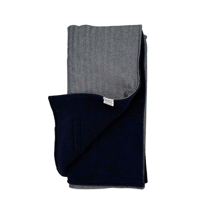 Mini Herringbone Denim Blanket- Navy Fleece