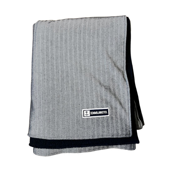 Herringbone Denim Blanket- Navy Fleece