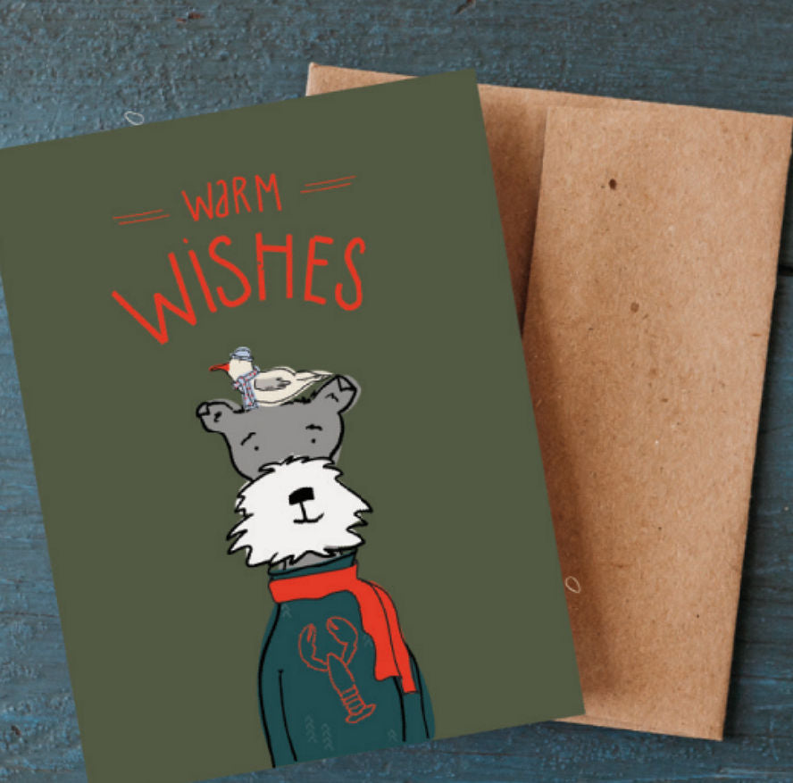 Warm Wishes Holiday Dog Greeting Card – Single Card | The Ink Spott