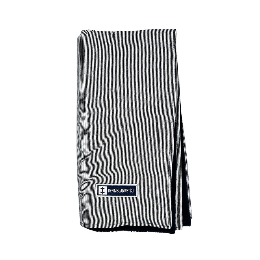 Mini Seersucker Denim Blanket- Navy Fleece