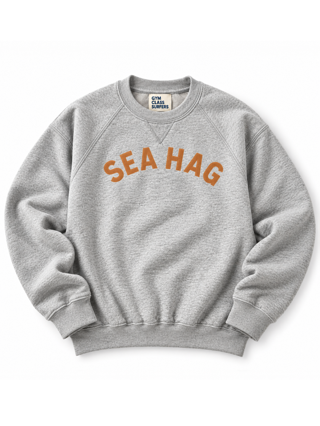 Vintage Sea Hag Crewneck – Heather Gray & Faded Burnt Orange | Gym Class Surfers M
