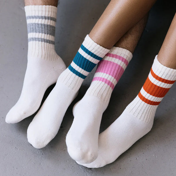 The Mono Stripe Socks- Dusty Rose (Unisex)