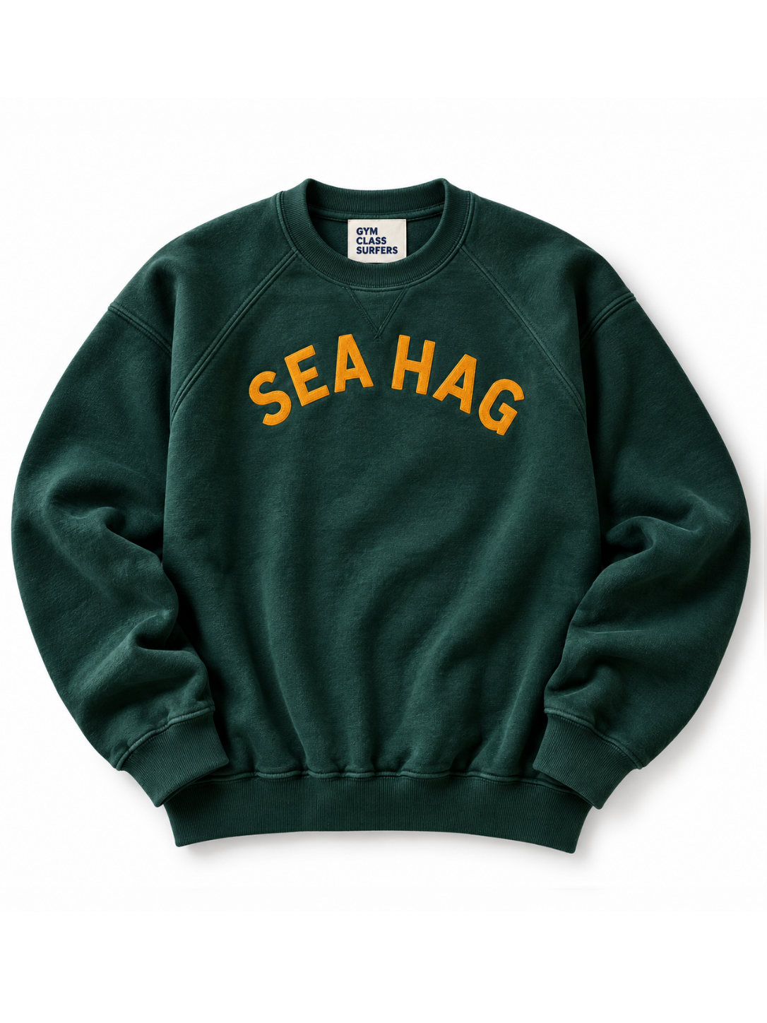 Vintage Sea Hag Crewneck – Deep Forest & Burnt Orange | Gym Class Surfers - L