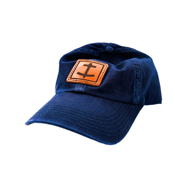 DBC Navy Leather Patch Ball Cap