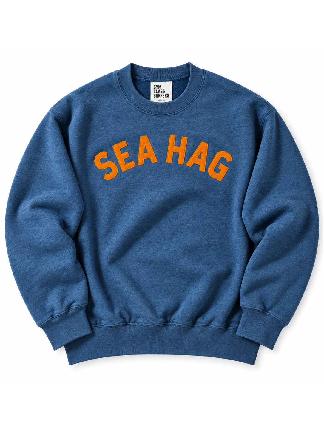 Sea Hag Vintage Sweatshirt – Heathered Blue & Varsity Orange - XL