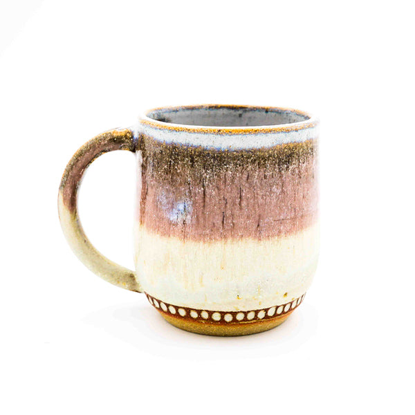 Pretty in Pink stoneware mug with pink and cream glaze handmade by Allison Morrissey