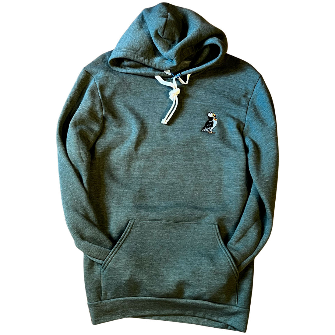 Embroidered Puffin Hoodie - Army Green (Unisex)