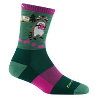 Darn Tough Women’s Critter Club Micro Crew Hiking Sock – Raccoon (Moss)
