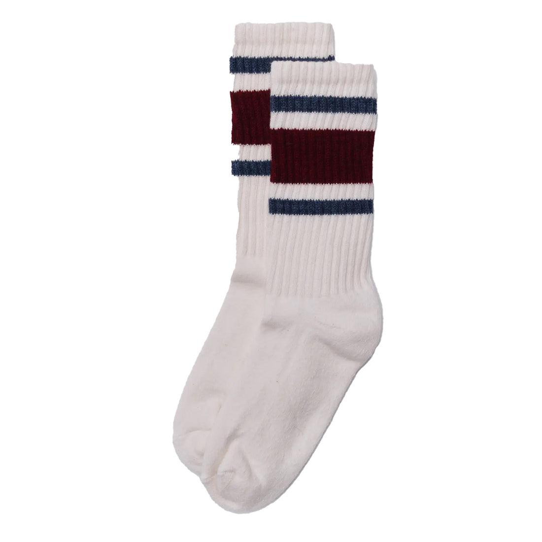 The Retro Stripe Socks- Red Heather/Denim (Unisex)