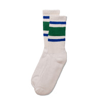 The Retro Stripe Socks- Kelly Green/Royal Blue  (Unisex)