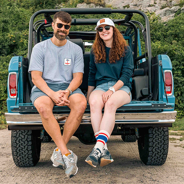 The Retro Stripe Socks- Royal Blue/Red  (Unisex)