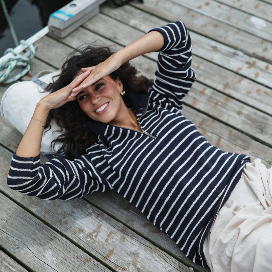 Schooner 1/4 Zip Sweater Navy (Unisex)