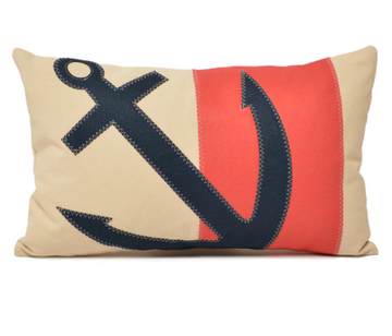 Anchor Lumbar Pillow - Navy + Coral