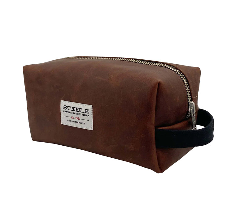 Steele Canvas brown leather travel shaving kit