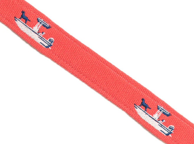 American Made Coral Embroidered Belt – Skiff Dogs Cotton Belt | Bird Dog Bay