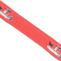 American Made Coral Embroidered Belt – Skiff Dogs Cotton Belt | Bird Dog Bay